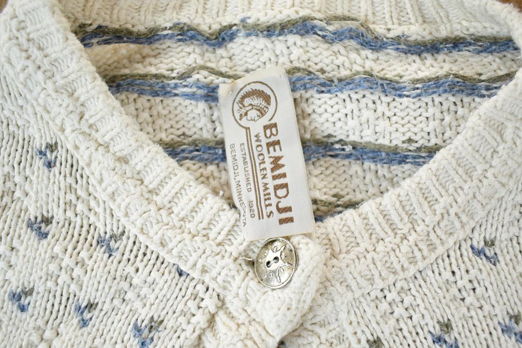 Vintage 1990s Bemidji 100% Wool Knit Button Up Sweater