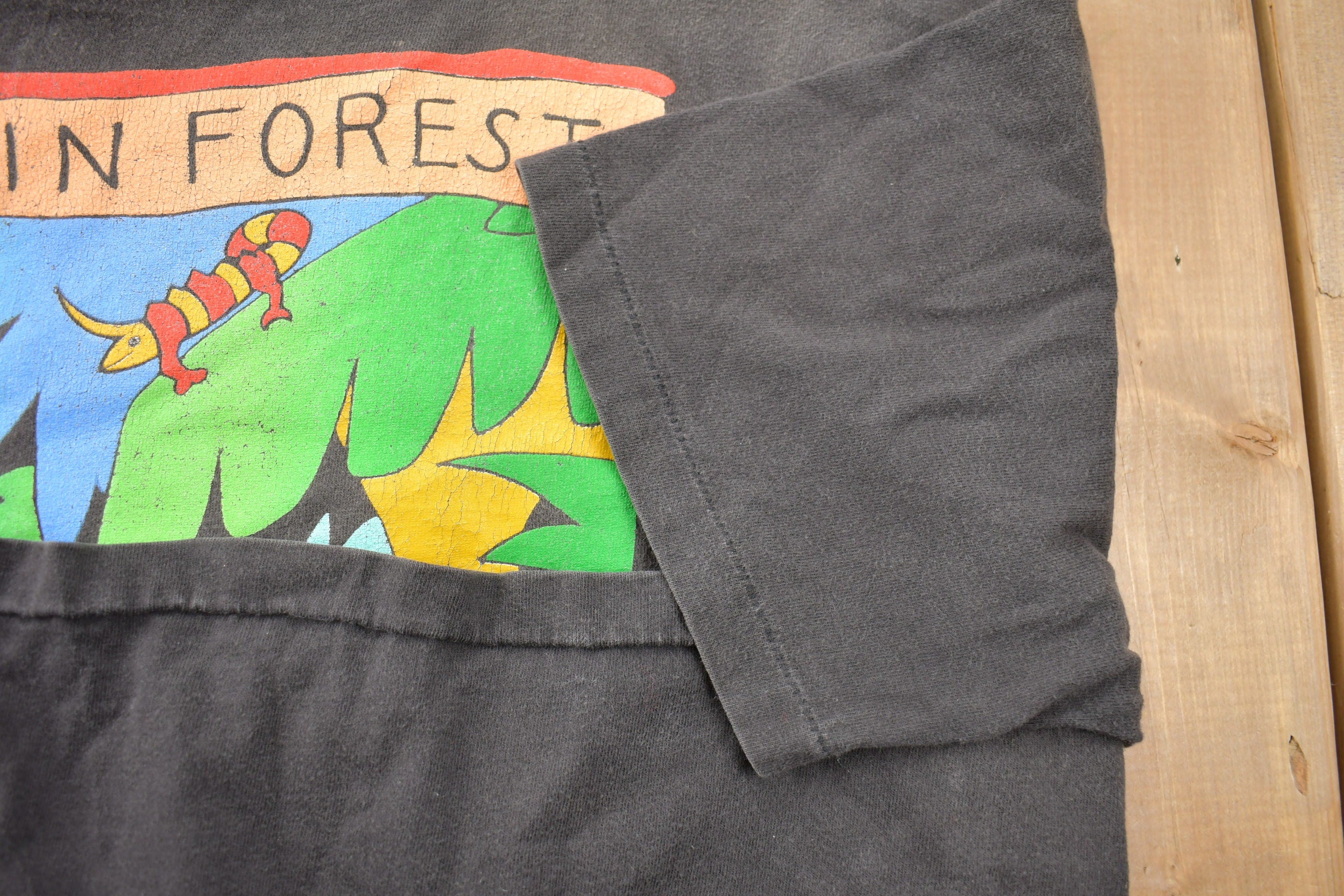 Vintage 1988 The Rain Forest Endangered Graphic T-Shirt