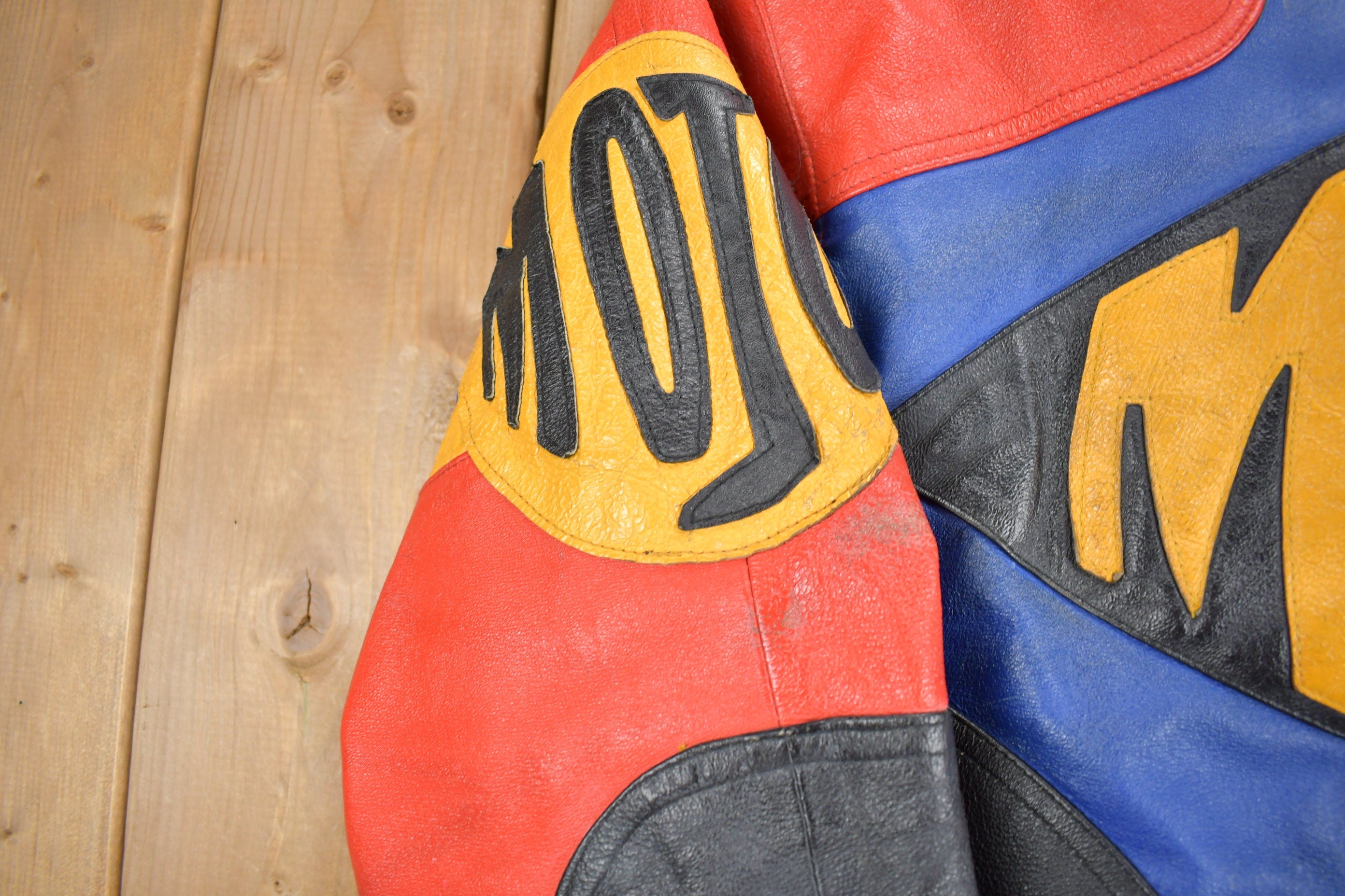 Vintage 1990s Micheal Hoban MOJO Patchwork Leather Jacket