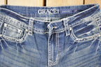 Vintage Deadstock Y2K Grace LA Bedazzled Low Rise Jeans Women's Size 27 x 32