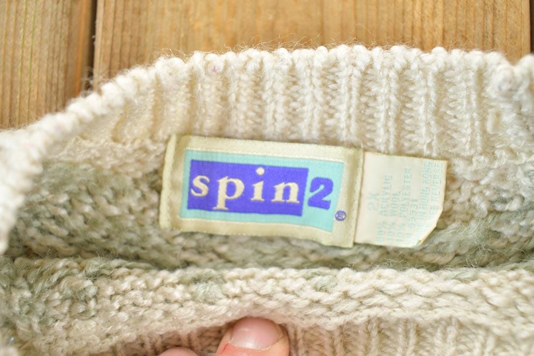 Vintage 1990s Spin 2 Knit Abstract Pattern Crewneck Sweater Womens Large