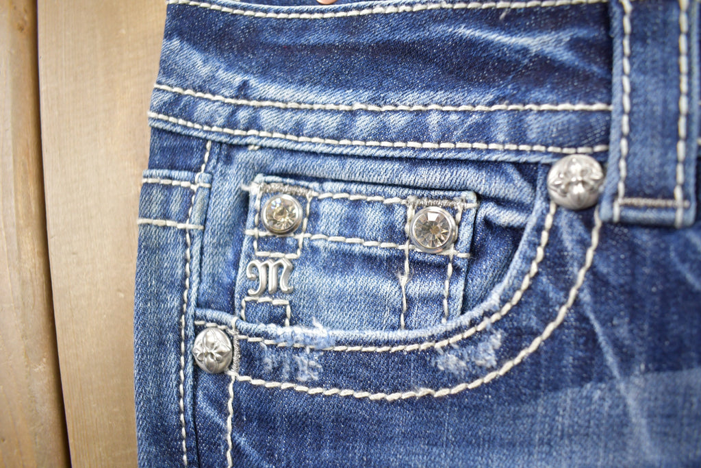 Vintage Y2K Miss Me Bedazzled Low Rise Jeans Size 26x34