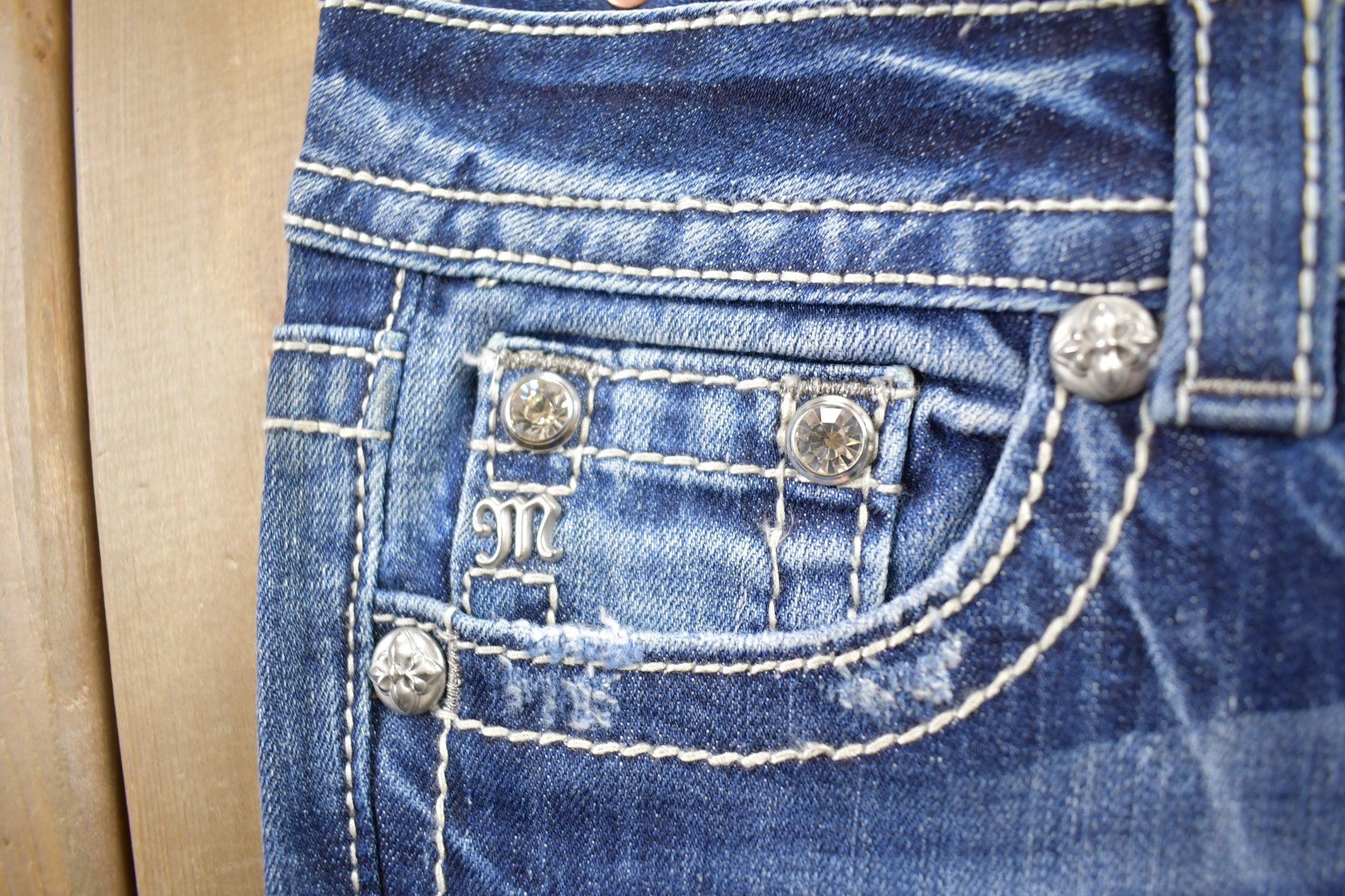 Vintage Y2K Miss Me Bedazzled Low Rise Jeans Size 26x34