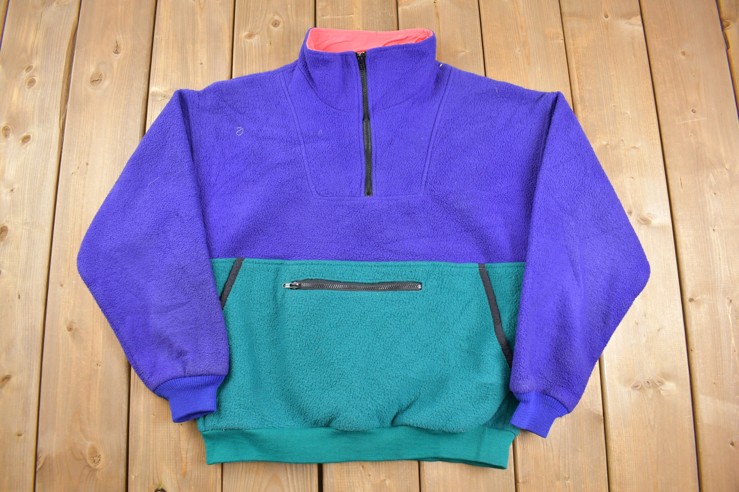 Vintage 1980s Eddie Bauer Quarter Zip Fleece Sweater / Made In USA / Sportswear / 80s Fleece / Streetwear / Athleisure / Hiking