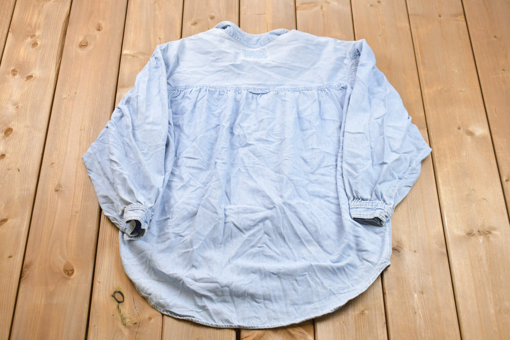Vintage 1990s Denim Button Up Shirt  1990s Button Up  Casual Wear  Workwear  Jean Button Up