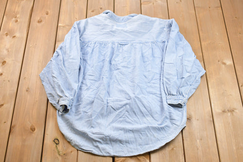 Vintage 1990s Denim Button Up Shirt / 1990s Button Up / Casual Wear / Workwear / Jean Button Up