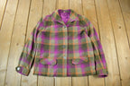 Vintage 1960s 1970s Wool Flannel Button Up Jacket Shirt Women's S-M