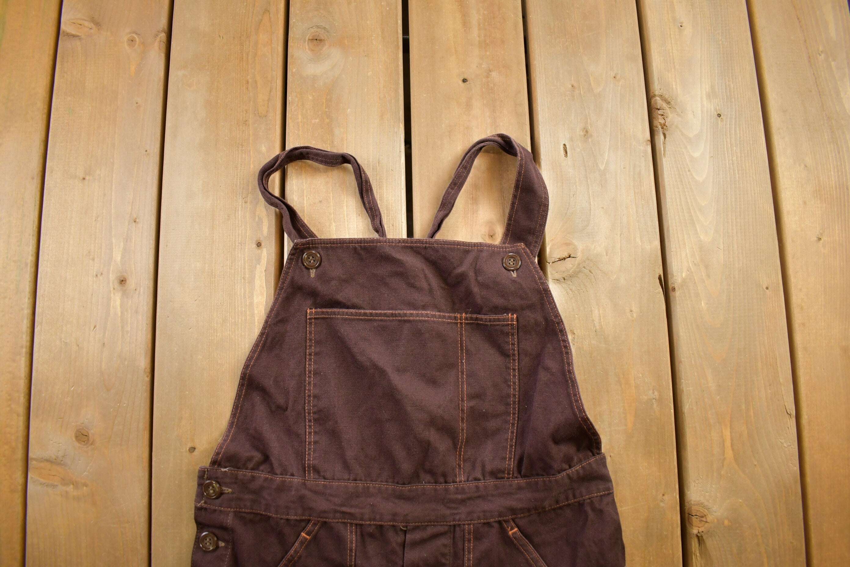 Vintage 1990s Brown Denim Overalls Size 34x27