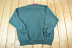 Vintage 1990s Top Stitch By Morning Sun Cute Floral Double Collar Crew Neck Sweater Made In USA 90s Crewneck