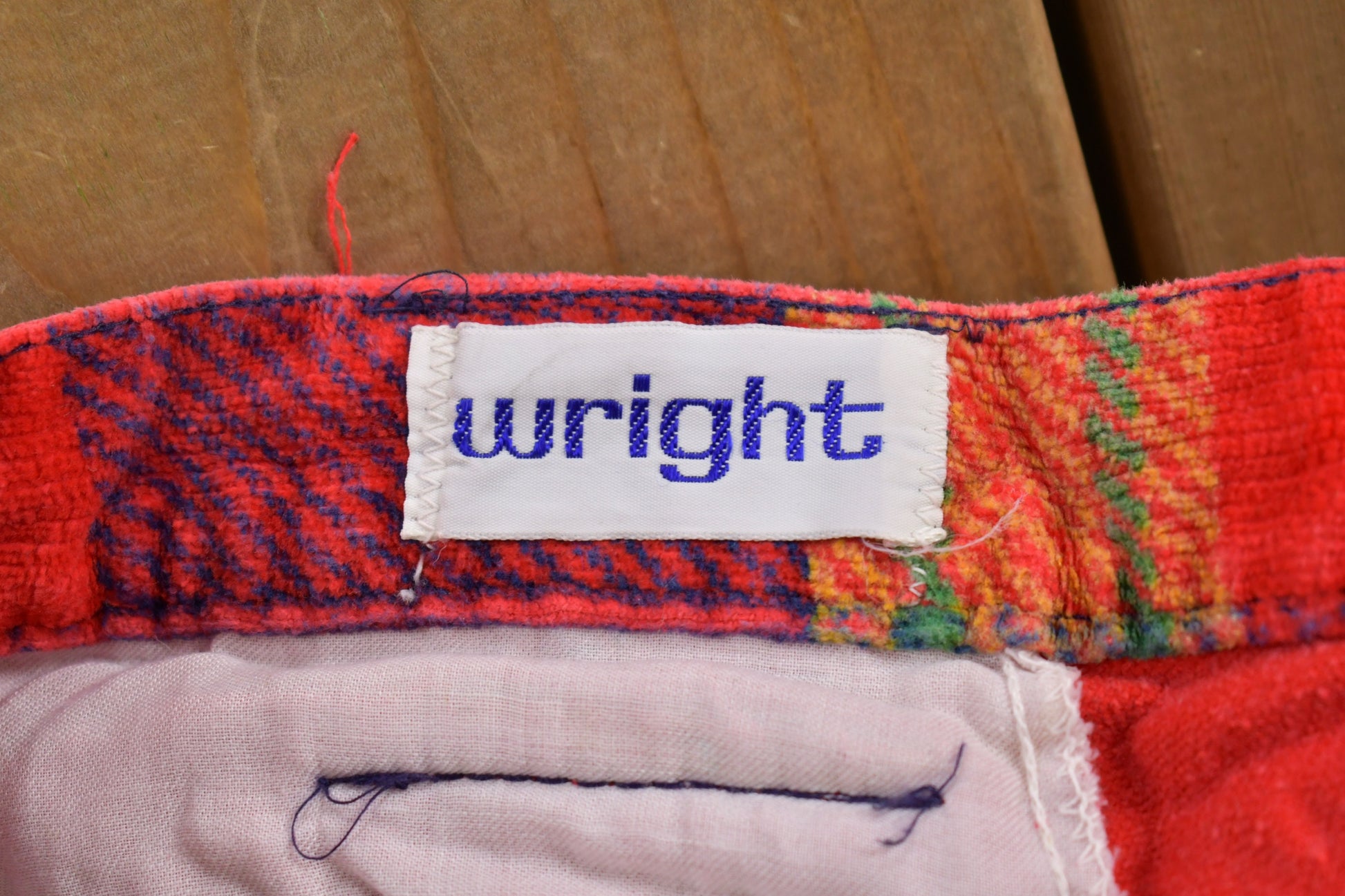 Vintage 1970s Wright Flared Plaid Pants Size 28 x 27.5