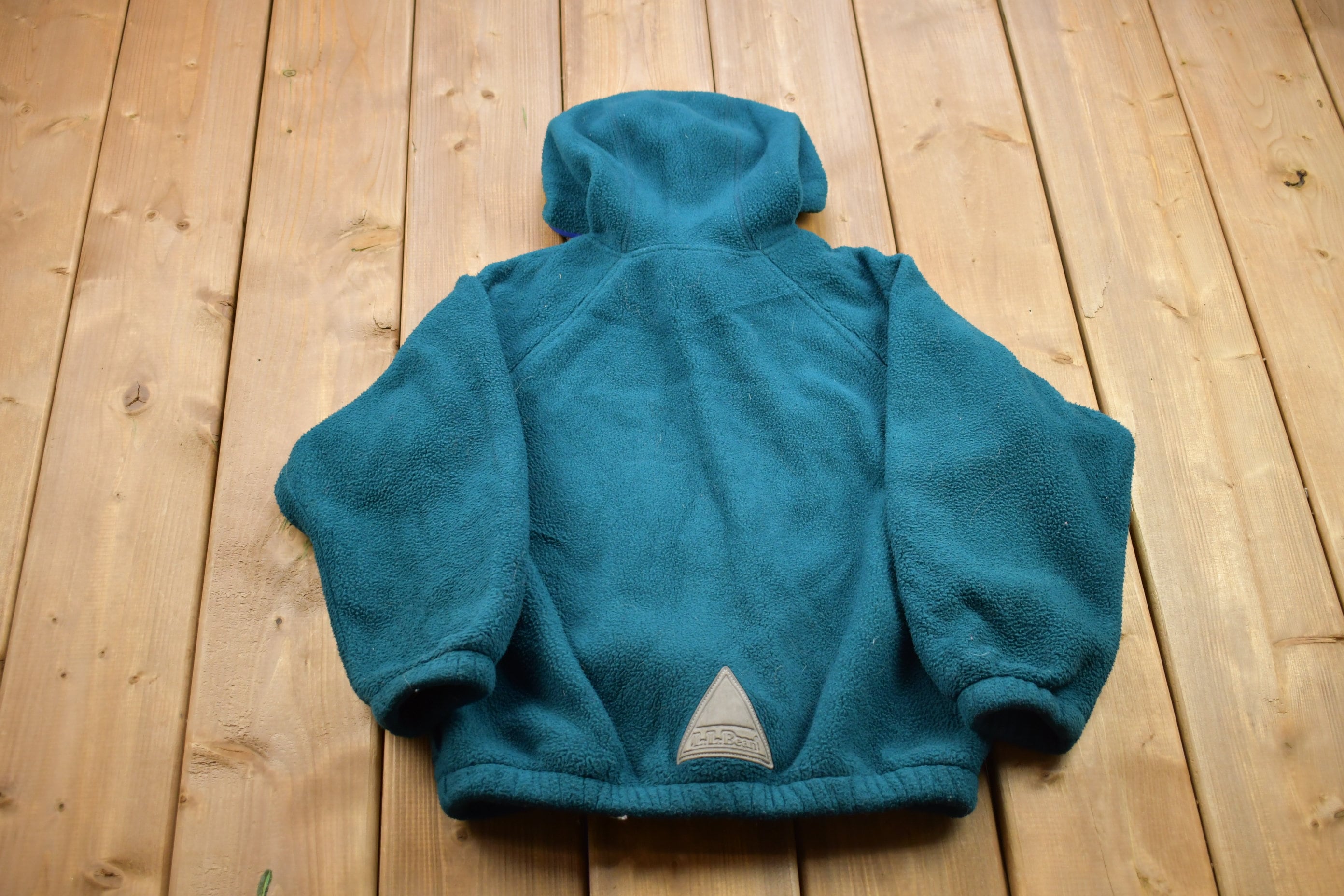 Vintage 1990s L.L. Bean Turquoise Fleece Hoodie
