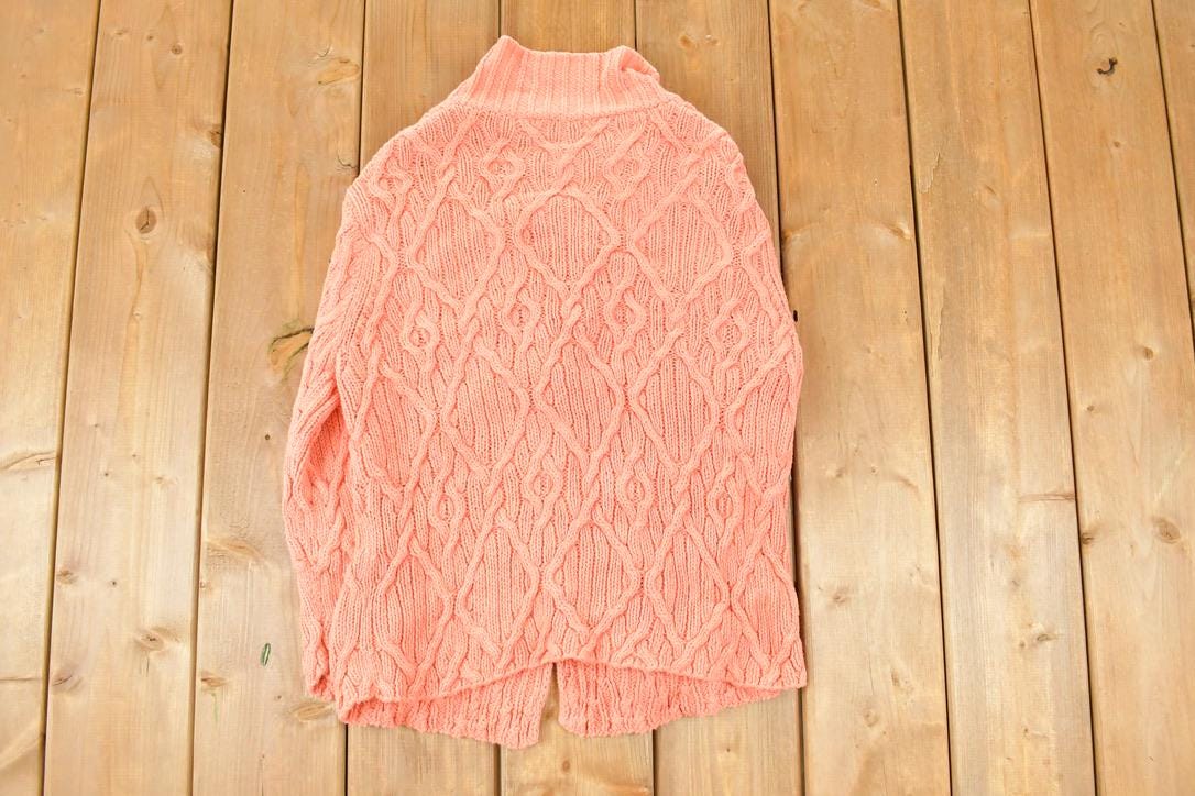 Vintage 1990s Doncaster Sport Cable Knit Cardigan Sweater Women's M  Preppy Knit Cardigan  Fancy Knit Vintage Cardigan