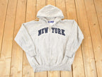 Vintage 1990s New York Embroidered Zip Up Hoodie Sweatshirt Men's XL