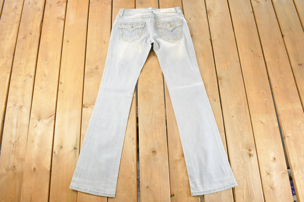 Vintage Deadstock Y2K Grace In LA Bedazzled Bootcut Low Rise Jeans Women's Size 26 x 31