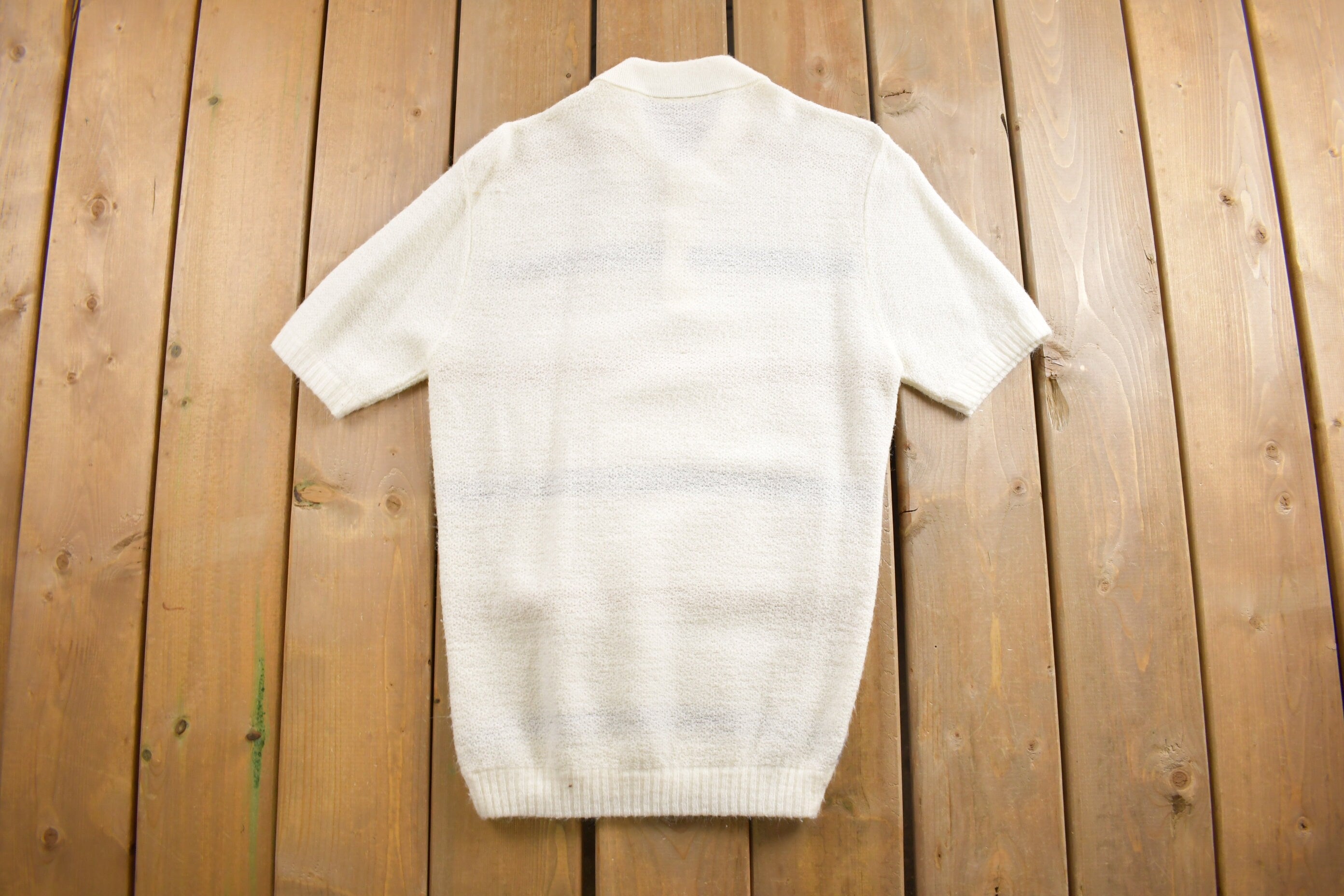 Vintage 1980s Cute Striped Knit Polo Sweater