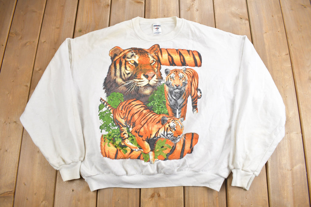 Vintage 1990s Bengal Tiger Graphic Crewneck Sweatshirt