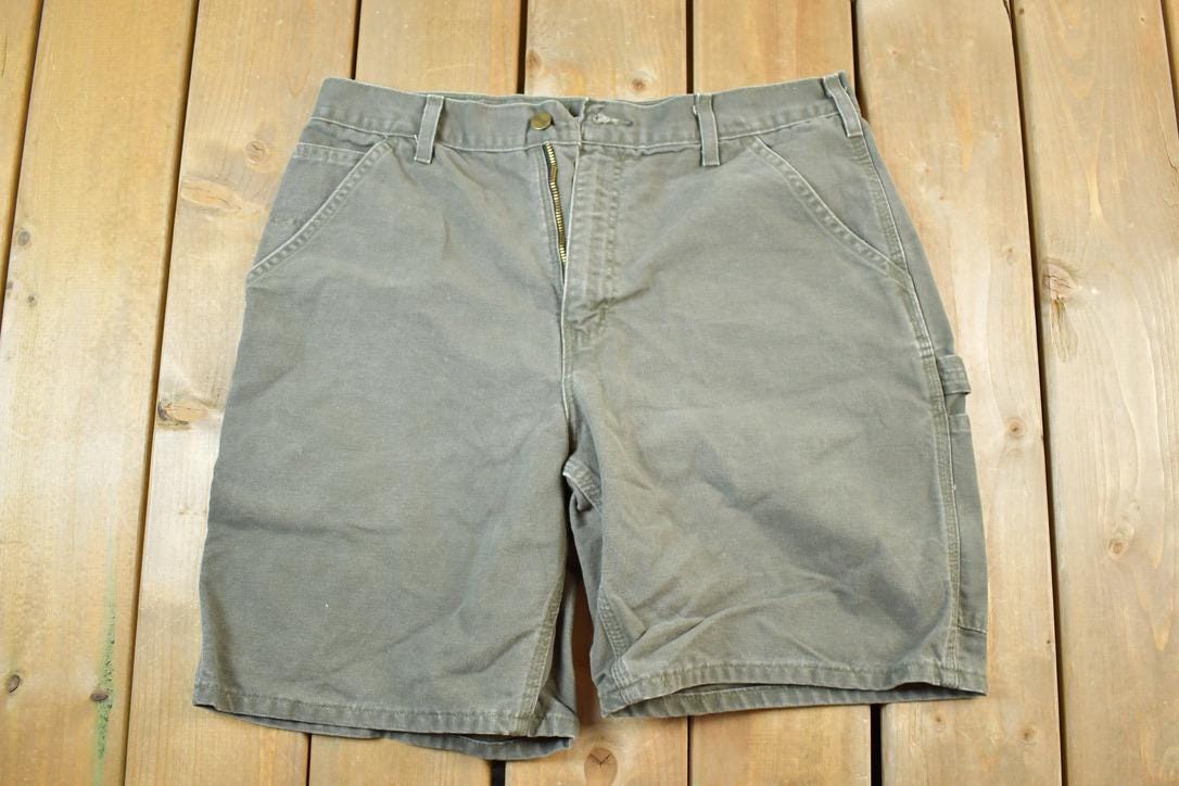 Vintage 1990s Carhartt Olive Denim Work Shorts Size 34 x 6