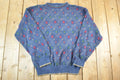 Vintage 1990s Trader Bay Knit Abstract Pattern Crewneck Sweater Mens M  90s Crewneck  Preppy Knits  Wool Blend  Cotton Blend