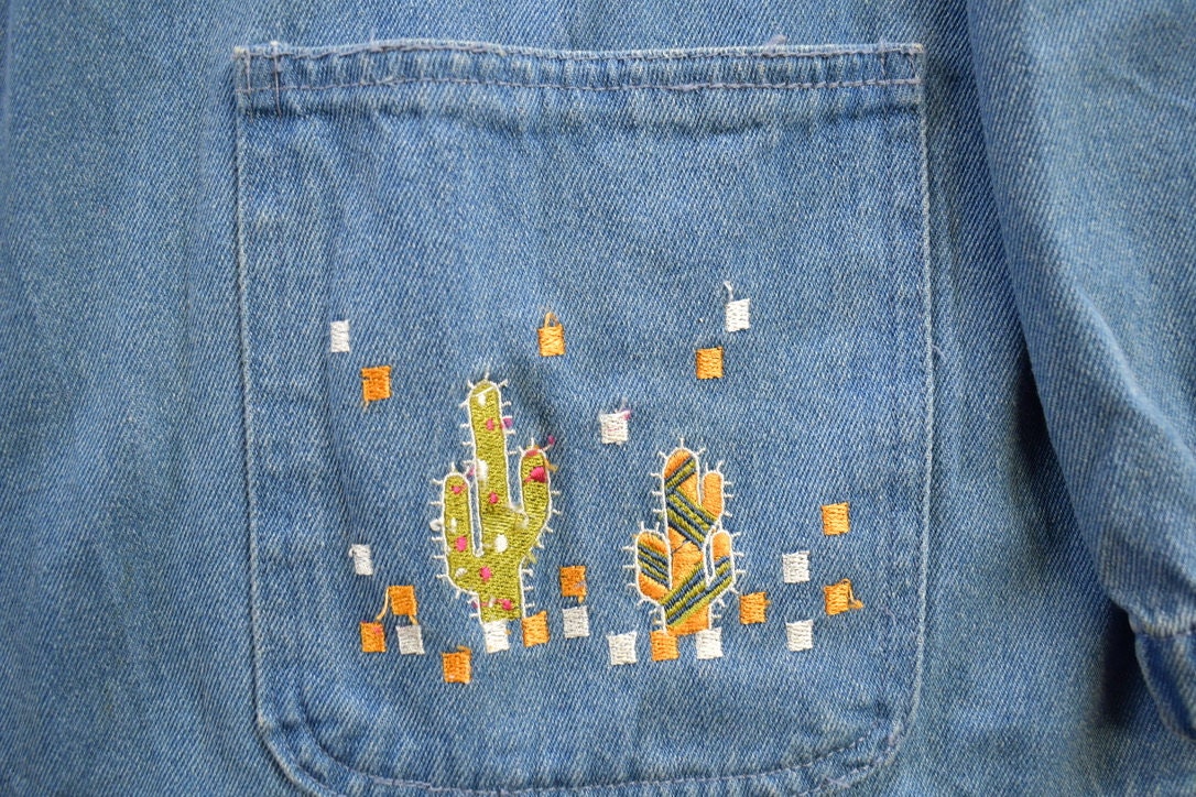 Vintage 1980s Passion 1 Embroidered Denim Jacket