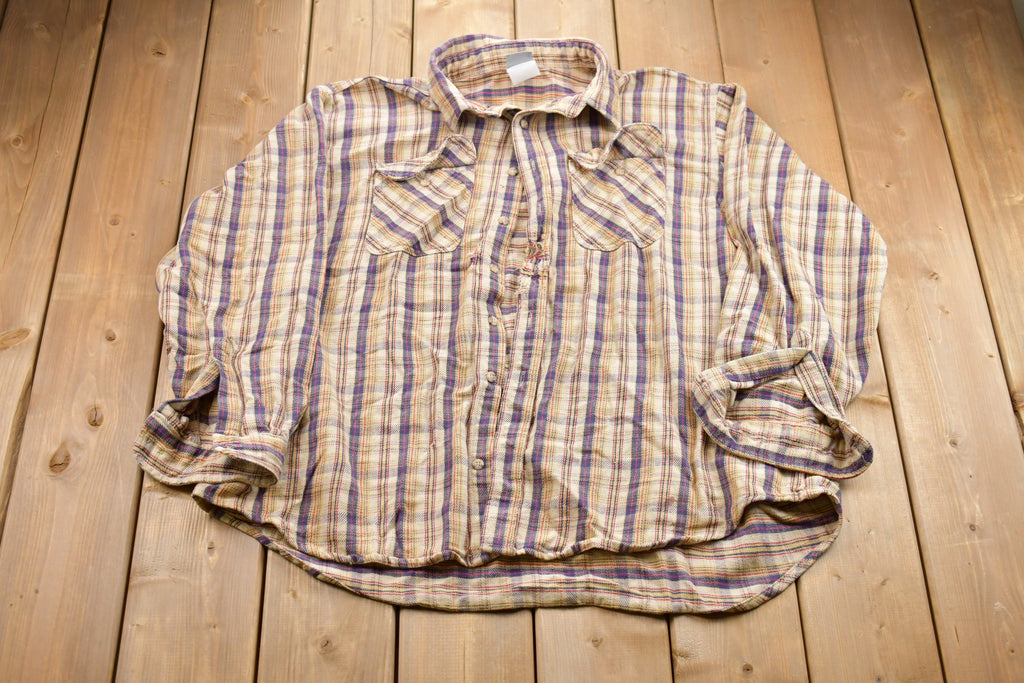 Vintage 1990s Carhartt Plaid Button Up Shirt