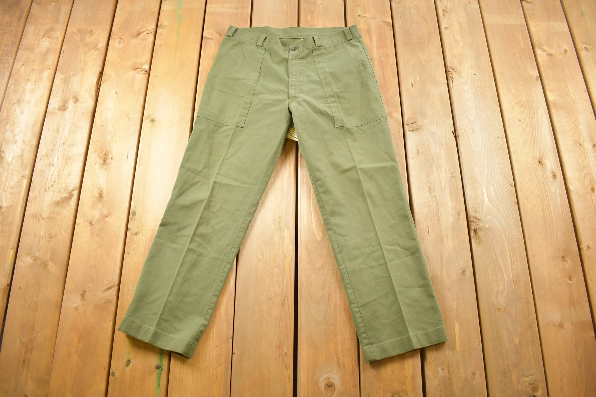 Vintage 1970S Military OG 107 Green Khaki Pants