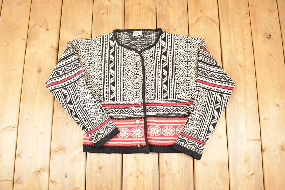 Vintage 1990s Laura Ashley Wool Knit Cardigan Sweater Women's S