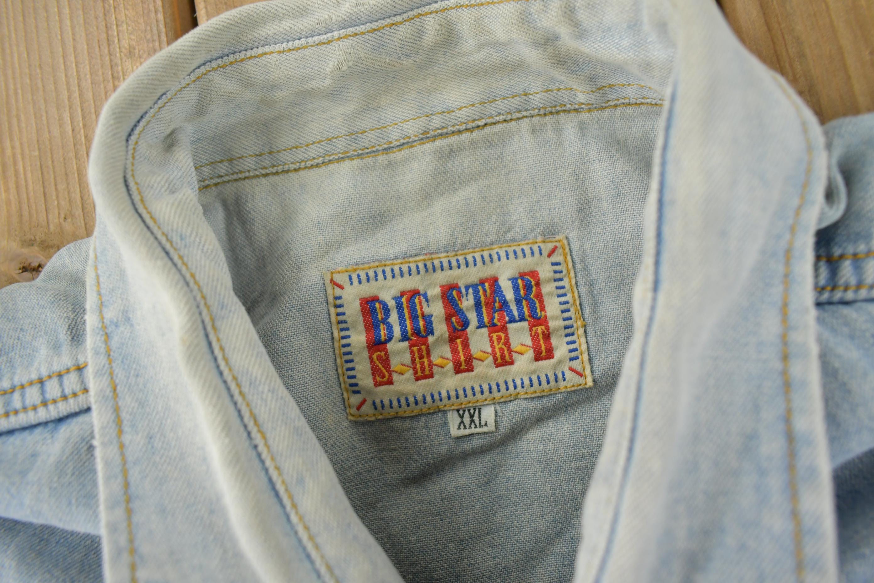Vintage 1990s Big Star Shirt Blank Denim Button Up Shirt Size XXL