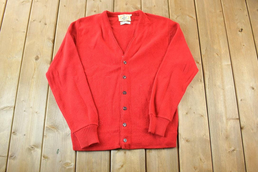 Vintage 1970s Lord James Knit Perfect Mild Distress Cardigan Sweater Made In USA