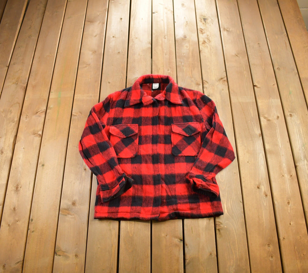 Vintage 1980s Buffalo Plaid Wool Button Up Shirt