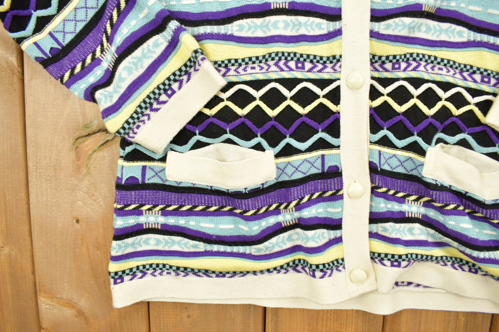 Vintage 1990s Knitted Stripy Cardigan