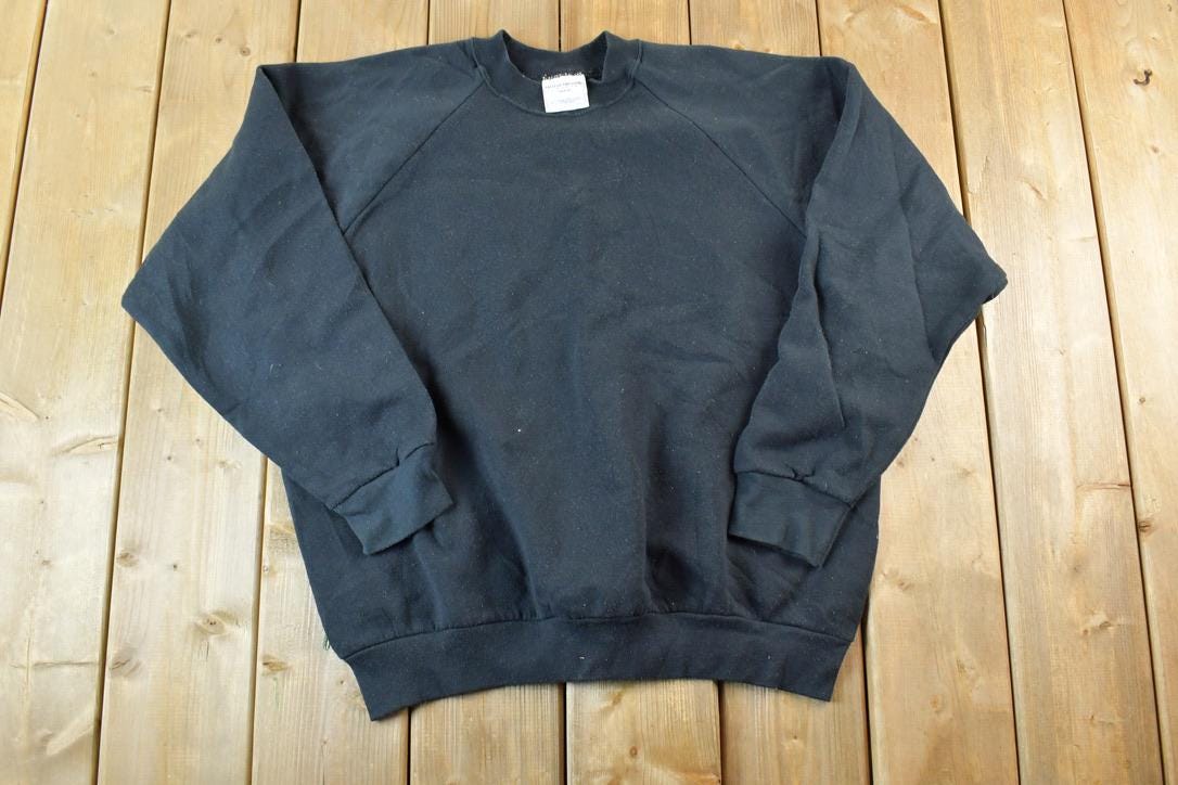 Vintage 1990s FOTL Black Blank Crewneck Sweatshirt