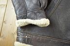 Vintage 1980s Shearling Bomber Jacket Real Leather and Wool