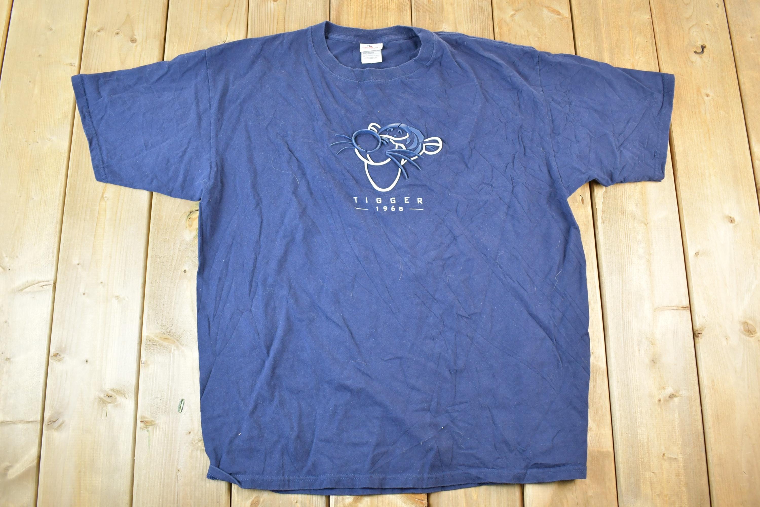 Vintage Y2K Tigger Face The Disney Store 3D logo Cartoon Promo T-Shirt Mens XL