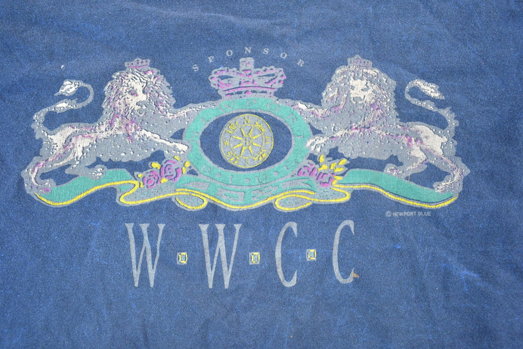 Vintage 1990s Newport Blue Lion Crest Souvenir T-Shirt Mens L
