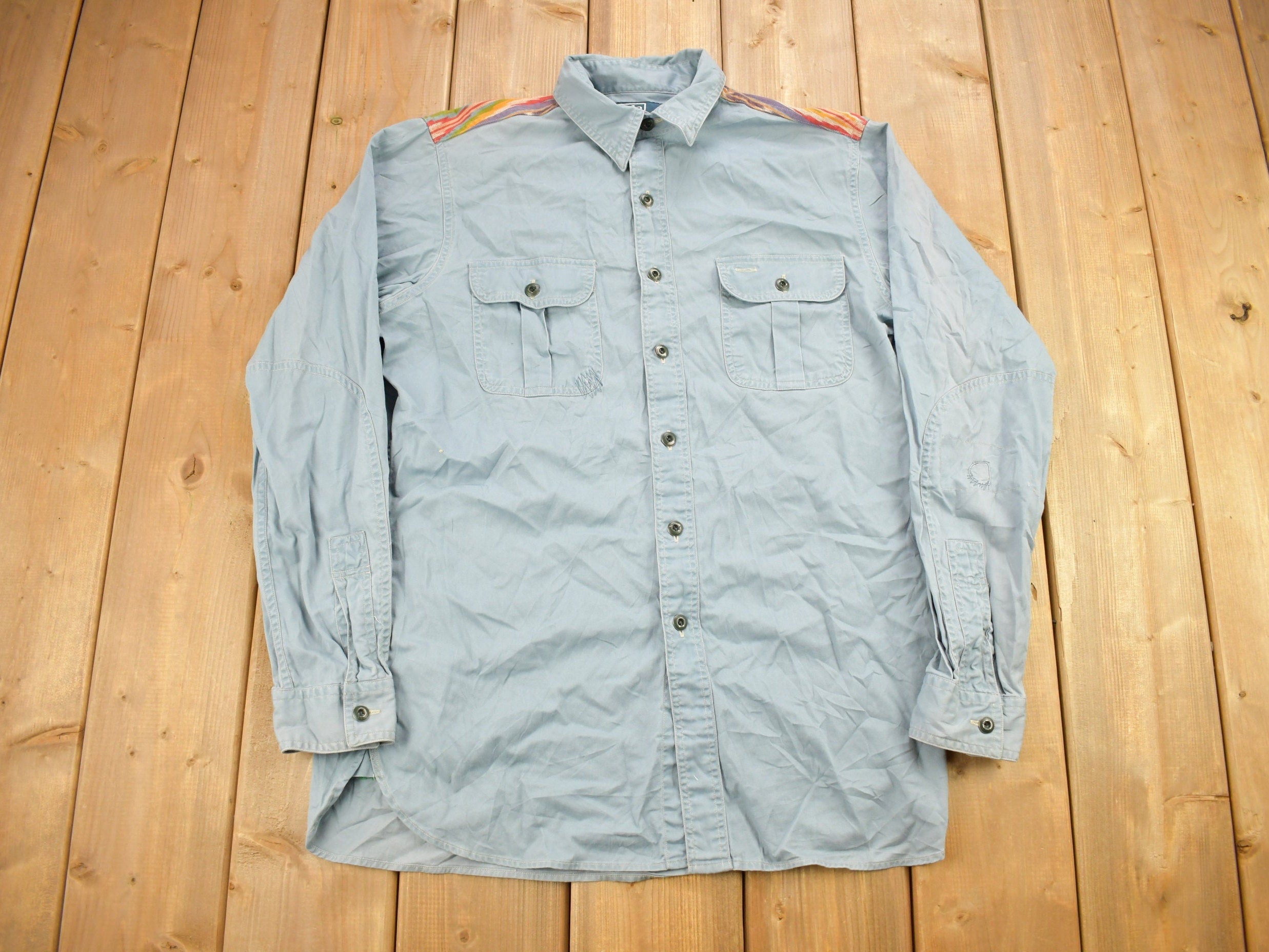 Vintage 1990s Polo Ralph Lauren Aztec Shoulder Button Up Shirt