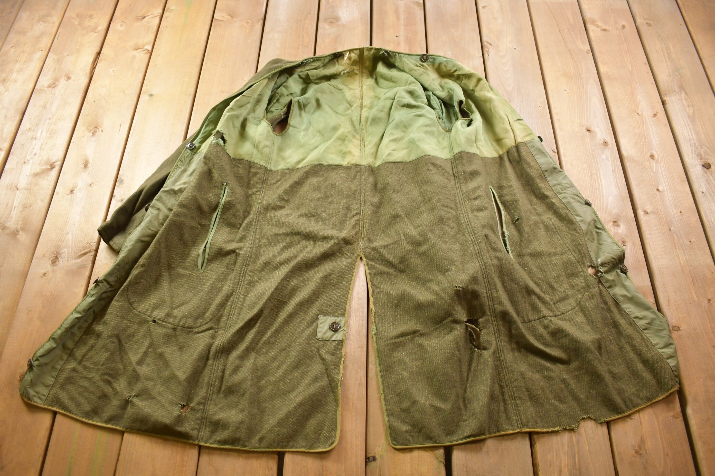 Vintage 1950s Military Wool Button Up Liner