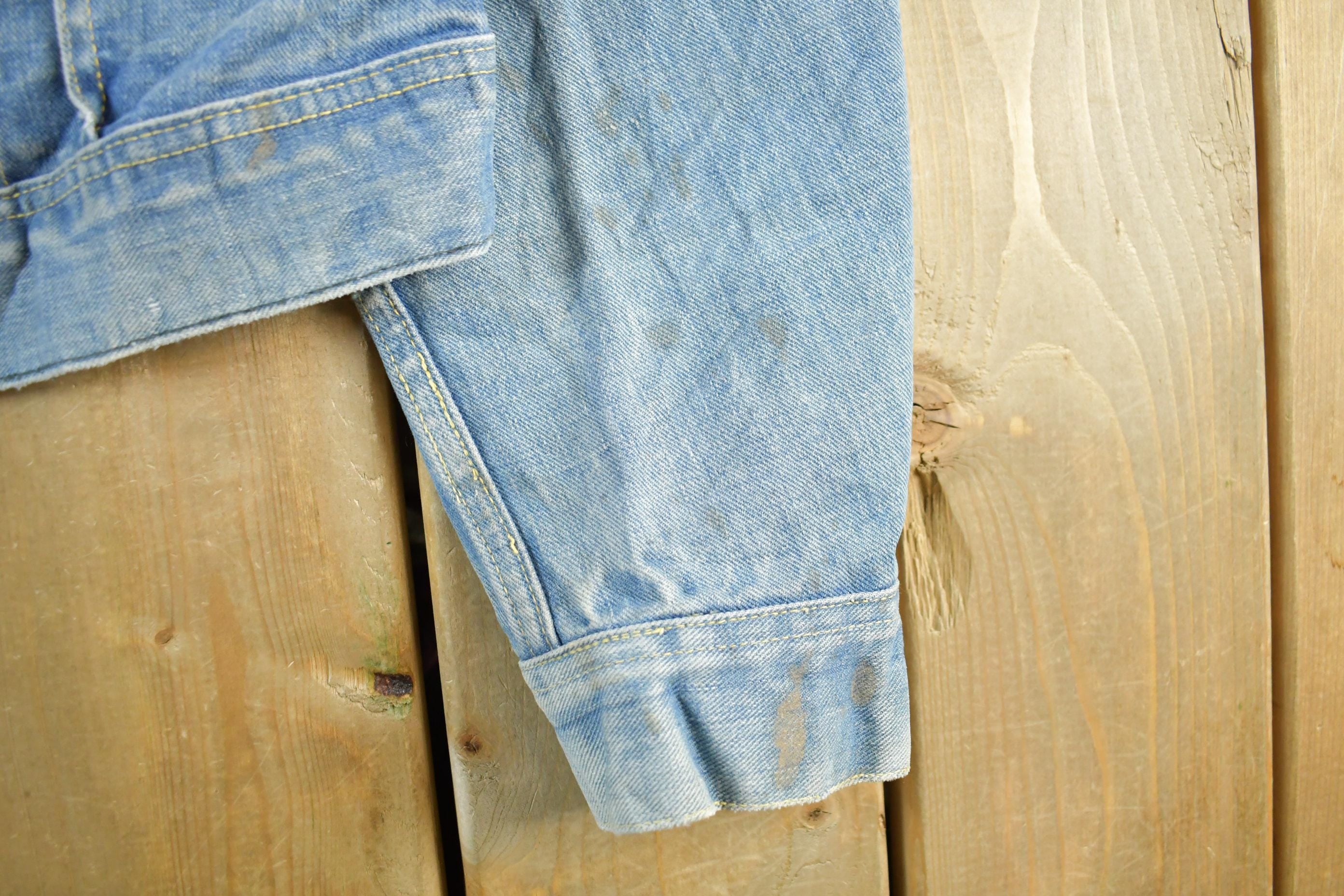 Vintage 1970s Lee Sanforzied Denim Jean Trucker Jacket Men's Small