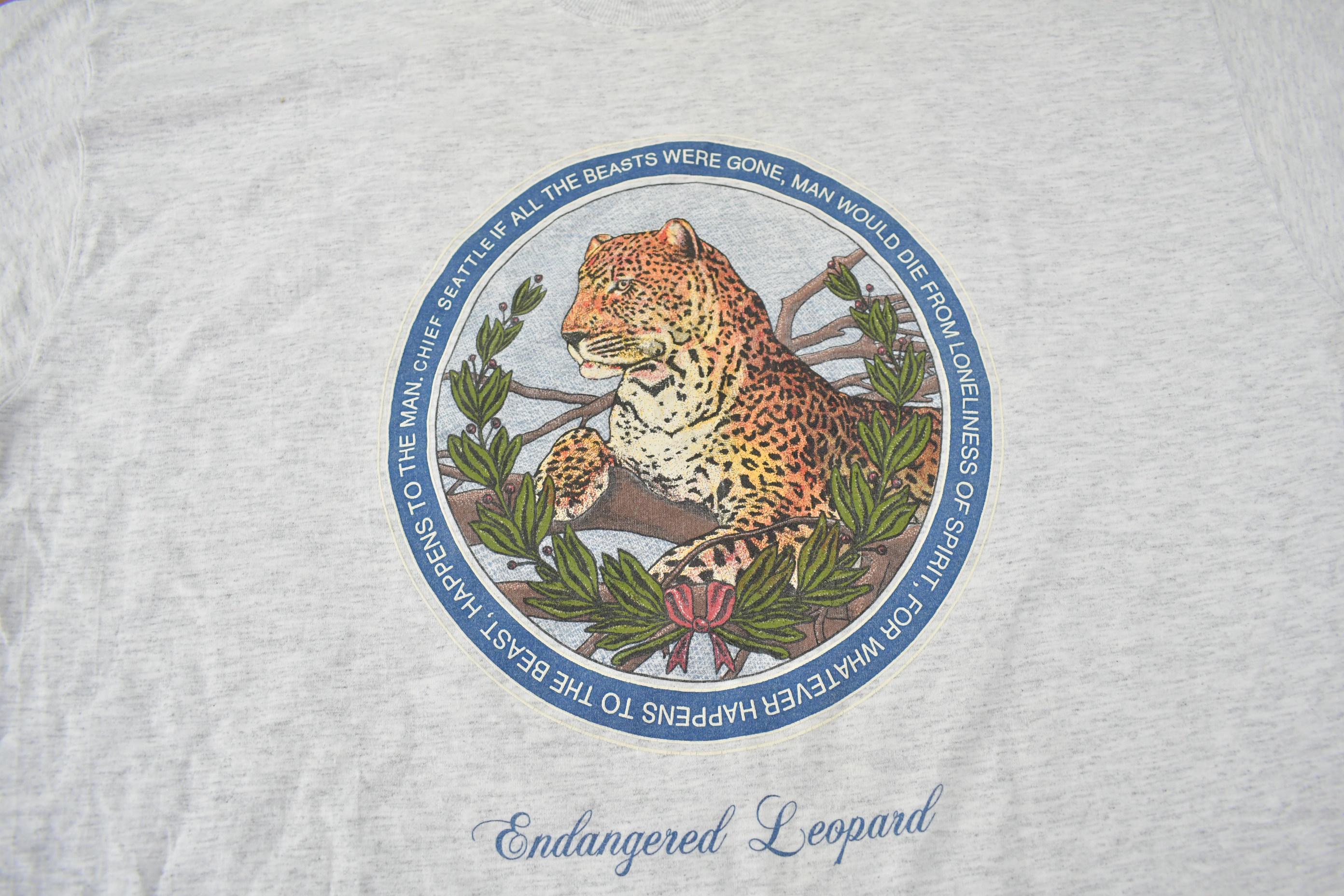 Vintage 1990s Endangered Leopard Theme Single Stitch Graphic T-Shirt Made In USA