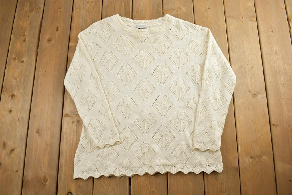 Vintage 1990s Via Moda Cable Knit Crewneck Sweater