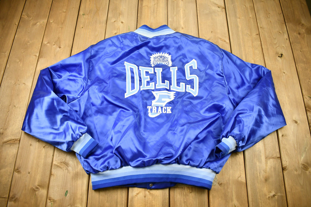 Vintage 1980s Dells Track Snap Button Satin Swingster Windbreaker Jacket