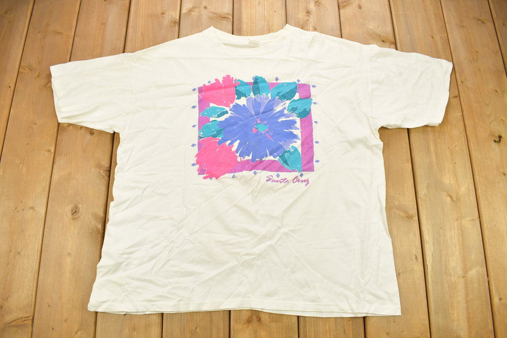 Vintage 1990s Santa Cruz Flower Theme Souvenir T Shirt
