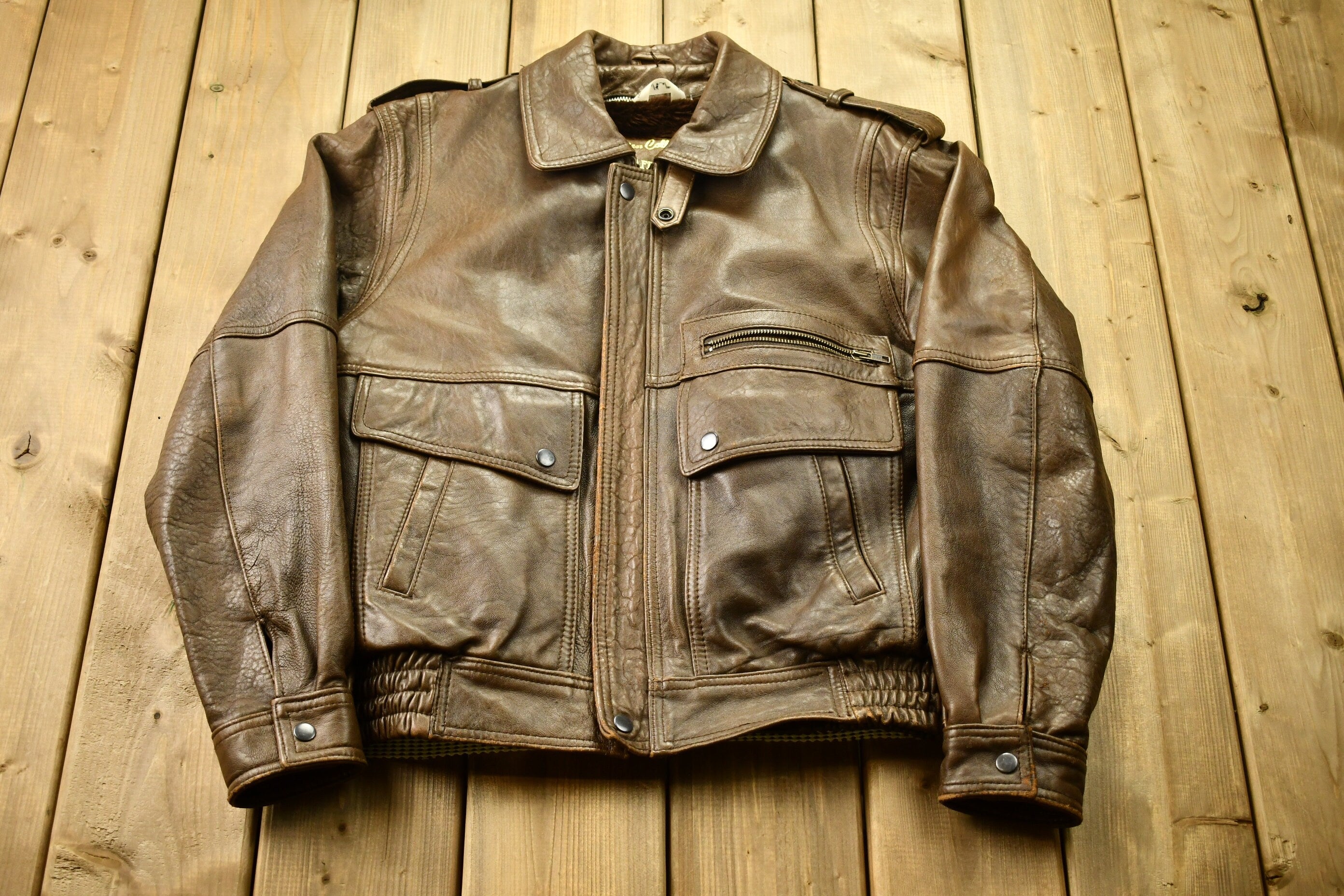 Vintage 1980s Golden Collection Leather Fur Lined Jacket