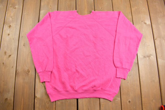 Vintage 1980s Hanes Her Way Blank Women's Crewneck Sweatshirt / 90s Crewneck / Souvenir / Athleisure / Streetwear / Raglan Sleeve / Pink