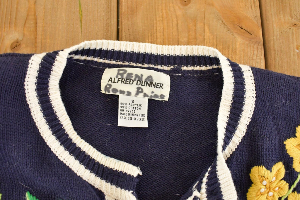 Vintage 1990s Alfred Dunner Floral Knit Cardigan Sweater Women's S
