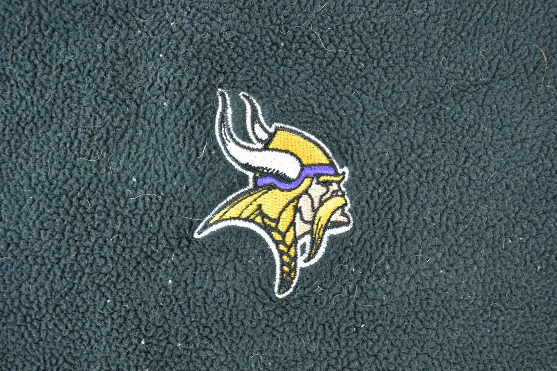 Vintage 1990s Minnesota Vikings Fleece NFL Sweater / Outdoorsman / 90s Sweater / Streetwear / Hiking / Fleece Zip up