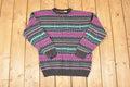 Vintage 1990s Snowflake Striped Knit AOP Crewneck Sweater Women's XL