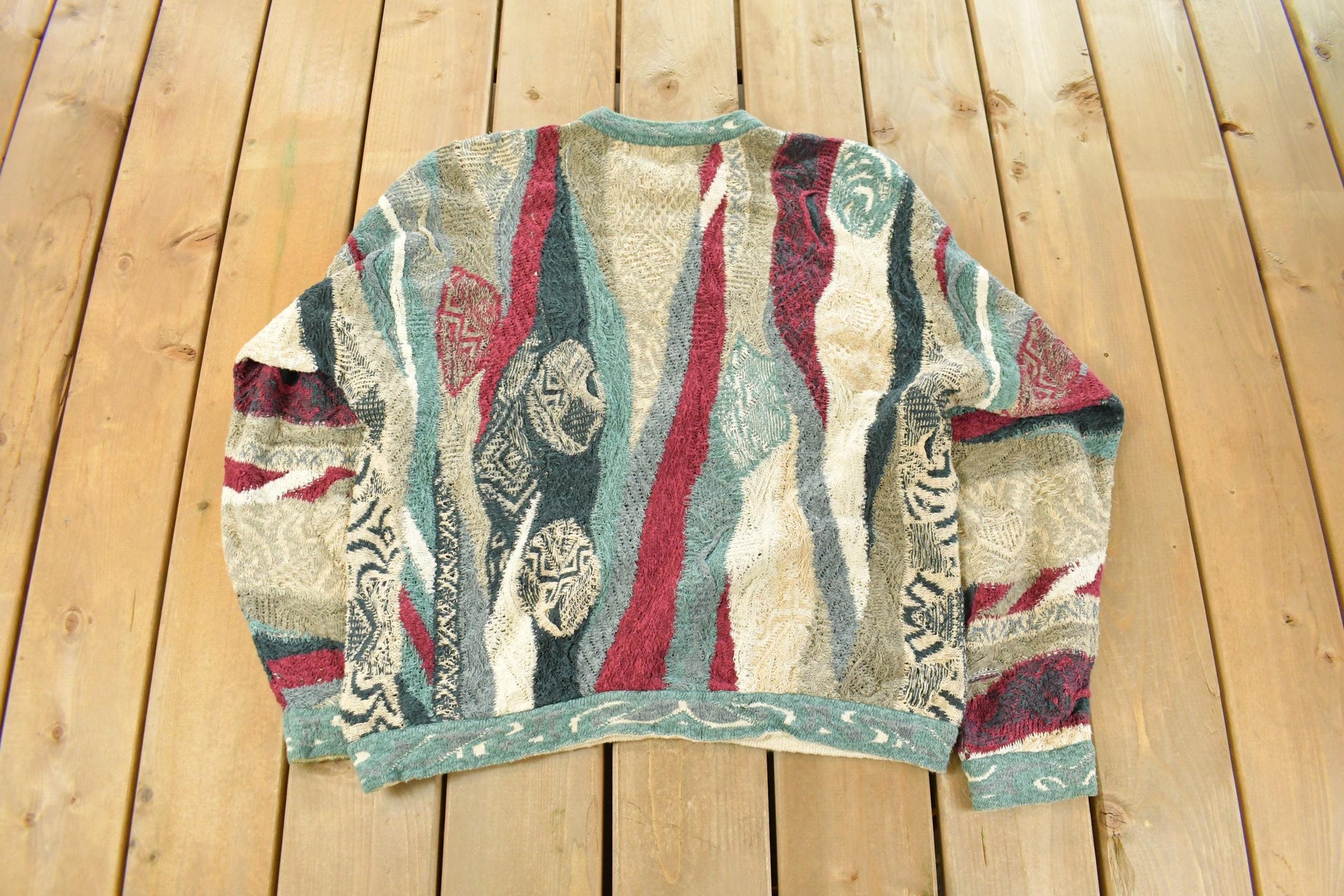 Vintage 1990s Coogi Classic 3D Knit Abstract Crewneck Sweater Men's XL