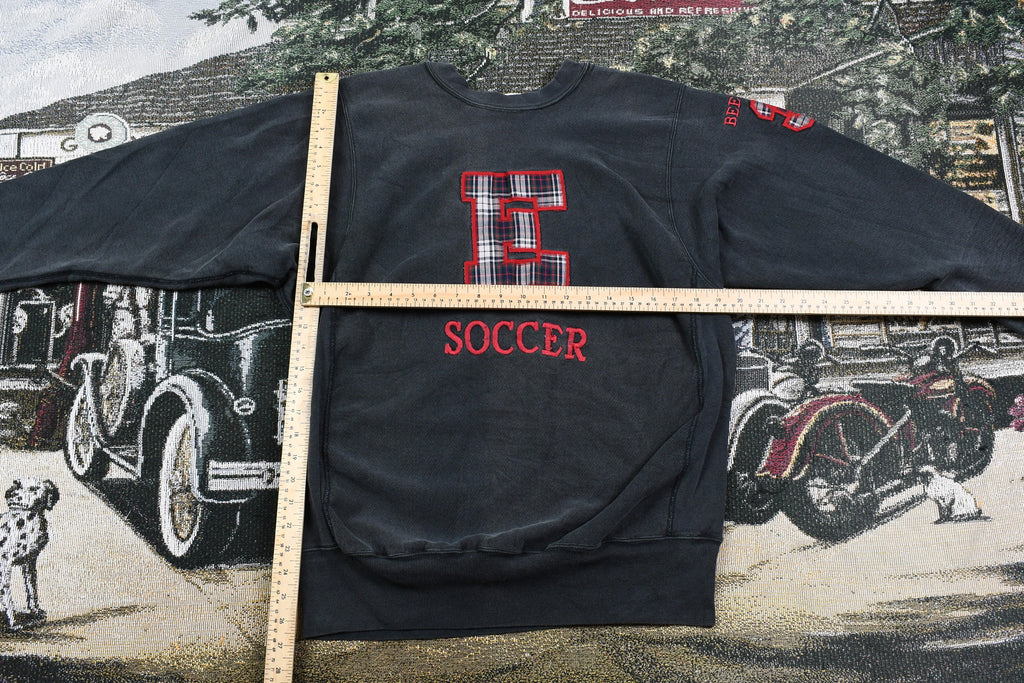 Vintage 1990s Medallion Soccer Sportswear Embroidered Crewneck / 90s Crewneck / Vintage Big E Varsity Sweater / Collegiate Sweatshirt