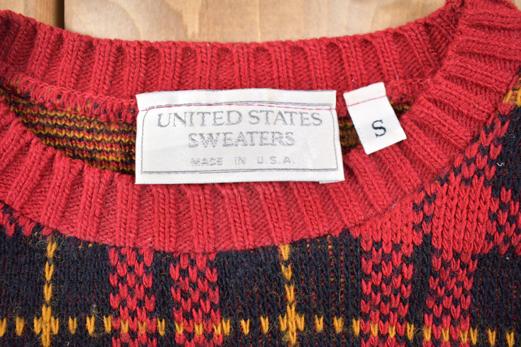 Vintage United States Sweaters Plaid Knitted Sweater
