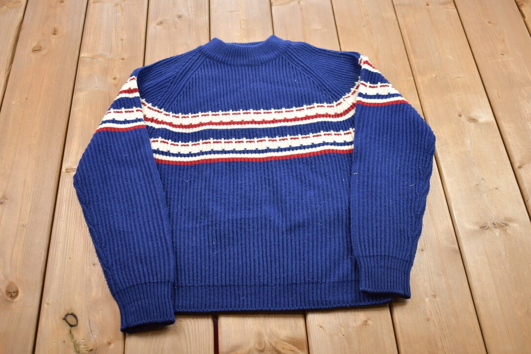 Vintage 1990s Knitted Striped Crewneck Sweater